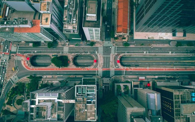 Imagem aérea da Avenida Paulista, localizada em São Paulo (SP)