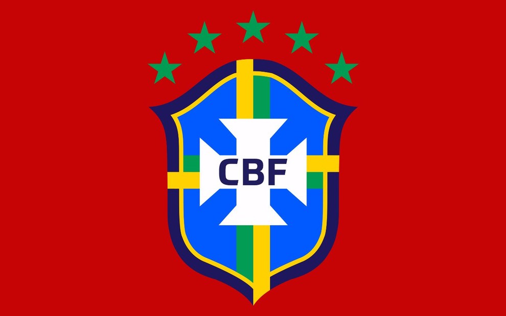 Imagem do logotipo da CBF sob fundo vermelho