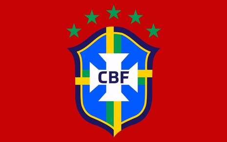 Imagem do logotipo da CBF sob fundo vermelho