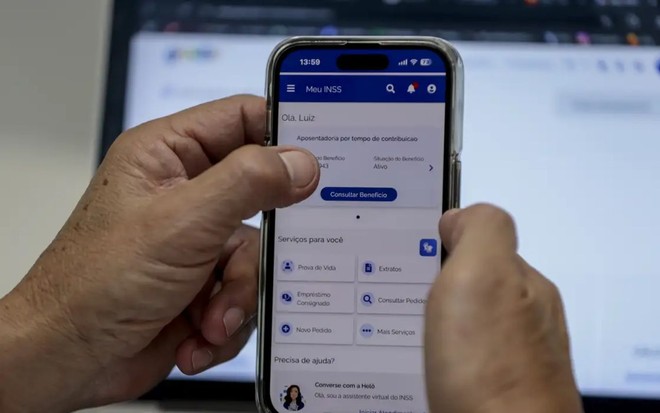 Tela do aplicativo "Meu INSS" no celular