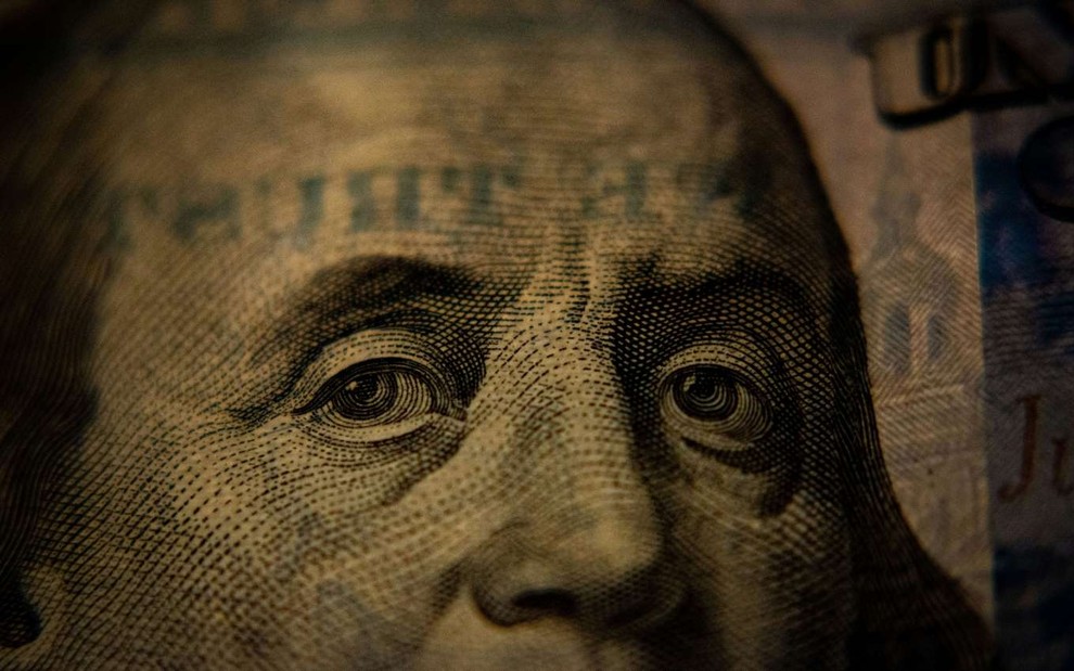 Close up em nota de um dólar