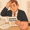 Ilustração criada por inteligência artificial mostra empresário preocupado com Reforma Tributária