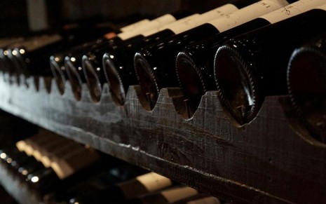 Adega com garrafas de vinho