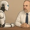 Imagem de um robô conversando com Luciano Carvalho, CEO da operação brasileira do banco Moneycorp