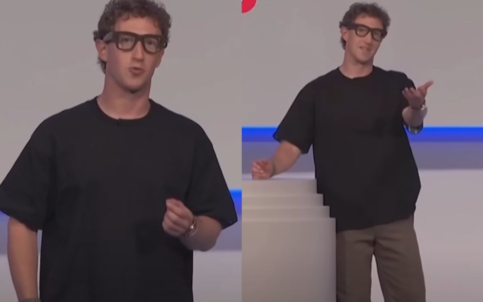 Mark Zuckerberg, CEO da Meta, ficou atrapalhado com as falhas do óculos Meta Ray-Bans Display