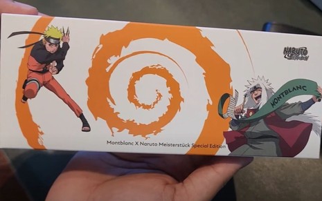 Embalagem da collab entre a marca Montblanc e o anime Naruto