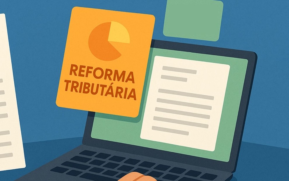 Tela de computador com imagem sobre Reforma Tributária