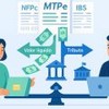 Ilustração mostra fluxo digital divide tributo e valor líquido entre empresa e Fisco com notas CBS e IBS.