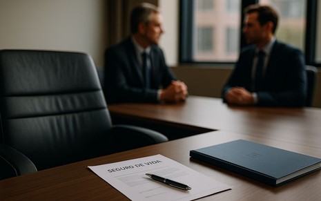 Cadeira vazia simboliza ausência de sócio e importância do seguro de vida empresarial