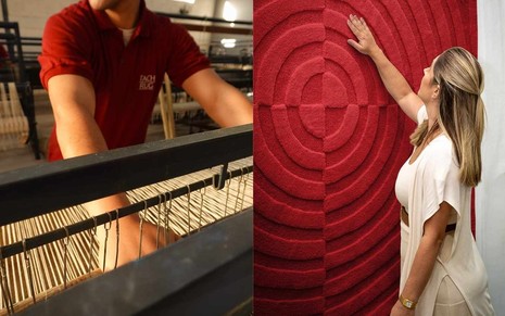 Tapetes da TACH RUG em produção e em exibição para clientes